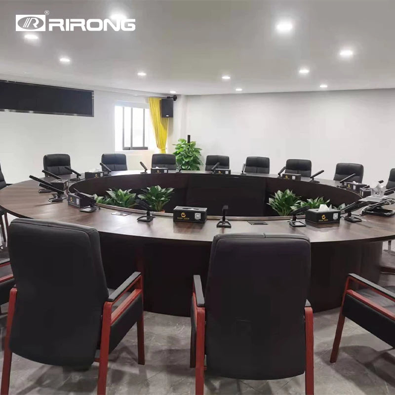 New Chinese style solid wood conference table round table simple office reception round table negotiation table and chair
