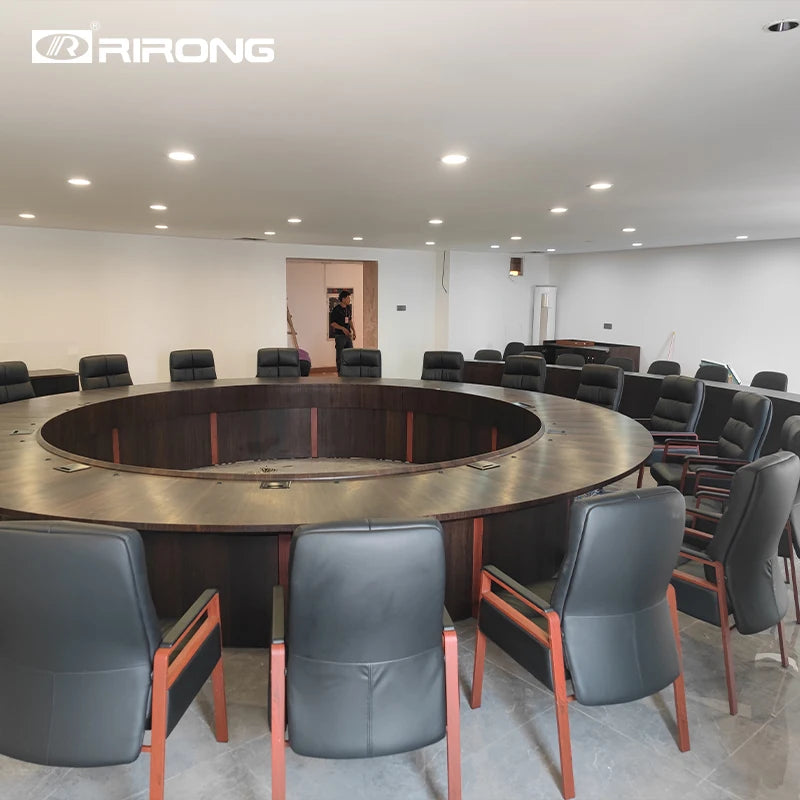 New Chinese style solid wood conference table round table simple office reception round table negotiation table and chair