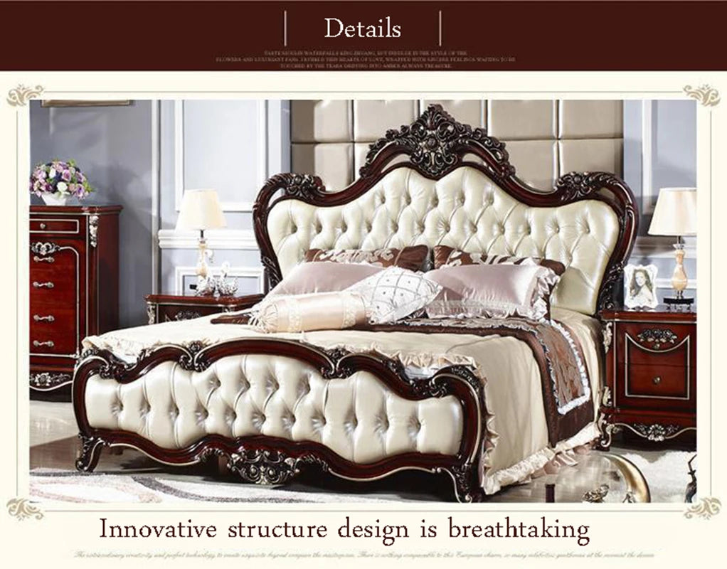 American Wood Double Bed for Two – European Classical Country Style