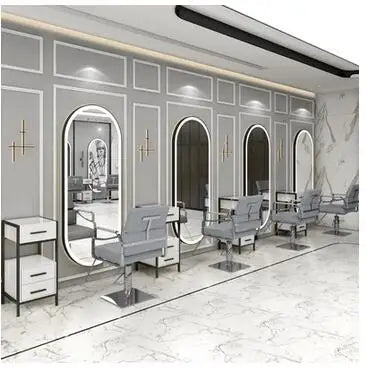 Barbershop Hair Salon Mirror – Single-Sided & Double-Sided Full-Body Mirror with Light, for Hairdressing and Web Celebrity Use