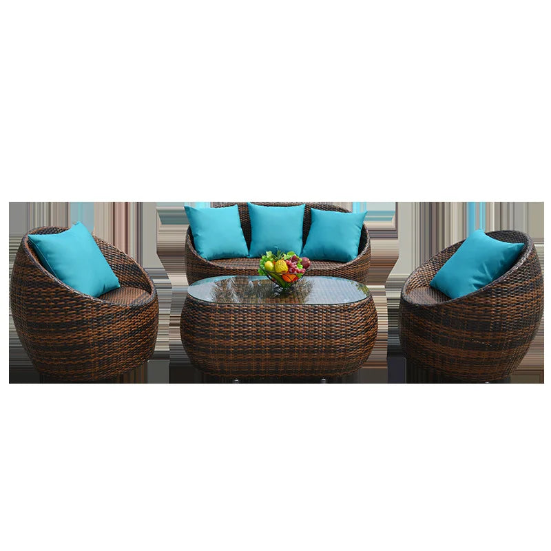 Waterproof sun block Garden furniture Outdoor furniture sofa balcony rattan chair tea table garden simple wicker furniture
