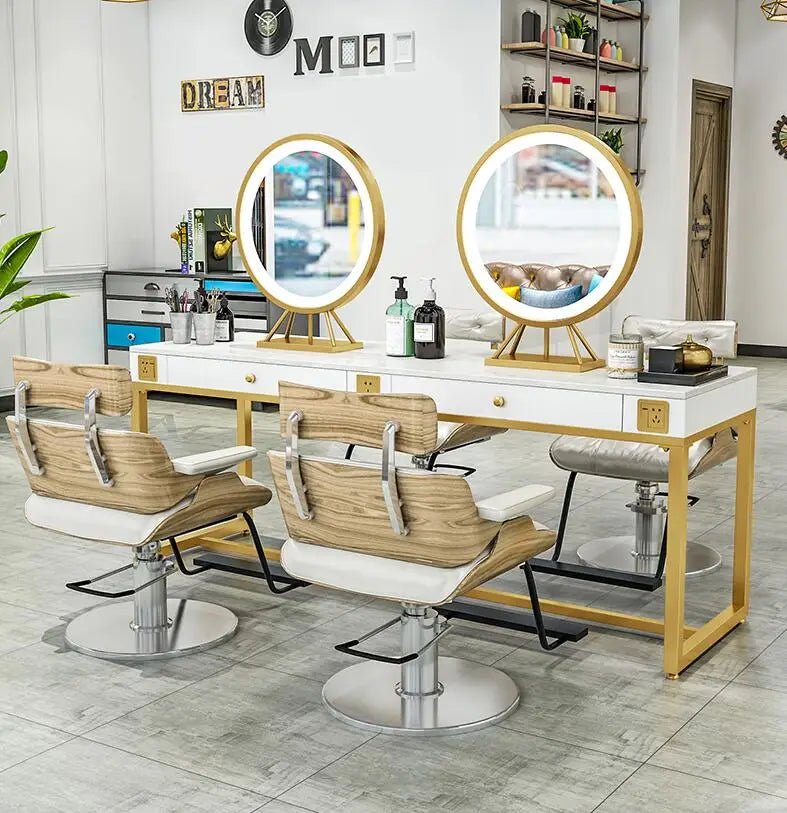 Barber Shop Mirror Cabinet – Double-Sided Hairdressing Mirror, Floor-to-Ceiling for Hair Salon & Makeup Studio