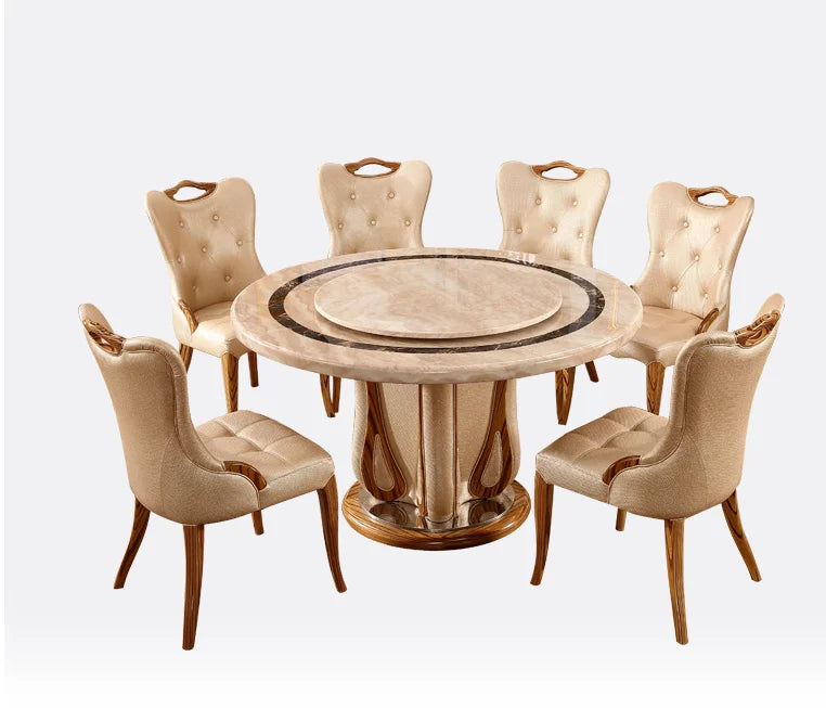 European Marble Round Table with Chair Combination