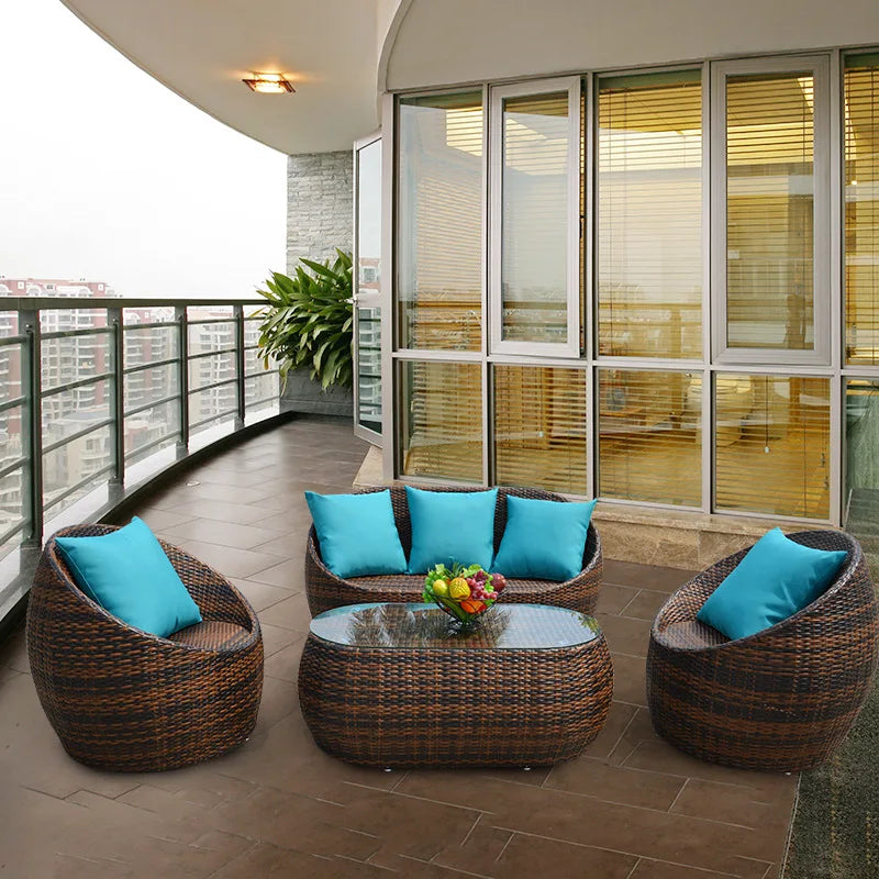 Waterproof sun block Garden furniture Outdoor furniture sofa balcony rattan chair tea table garden simple wicker furniture