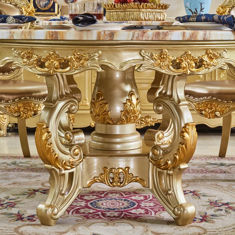 Luxury Marble Dining Table Set with Turntable