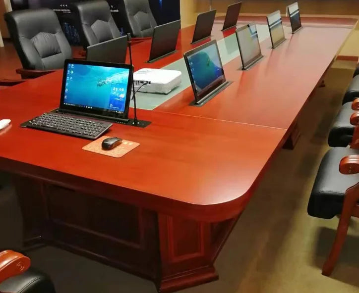 Table mount touch screen tablets desk lcd monitor lift paperless conference system