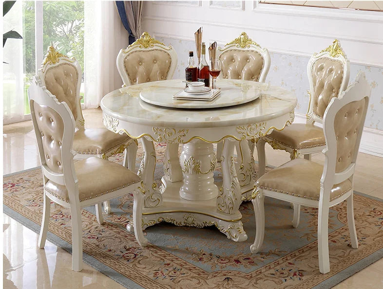 European Style Solid Wood Dining Table and Chair Set