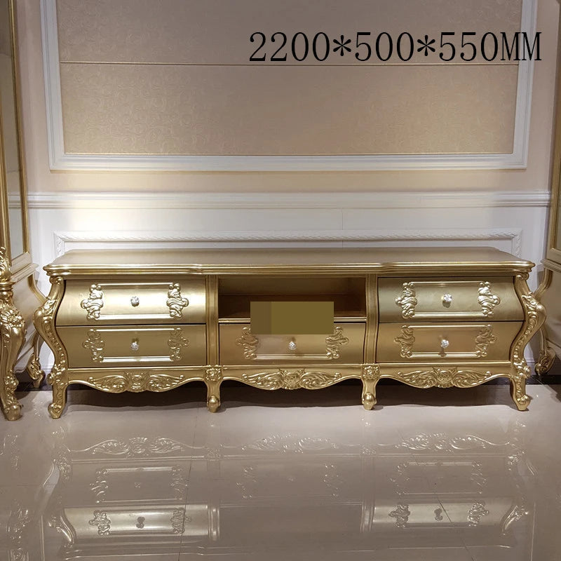 High-grade Solid Wood Single Door Double Door Solid Wood European Style Wine Cabinet Golden Entrance Cabinet TV Cabinet