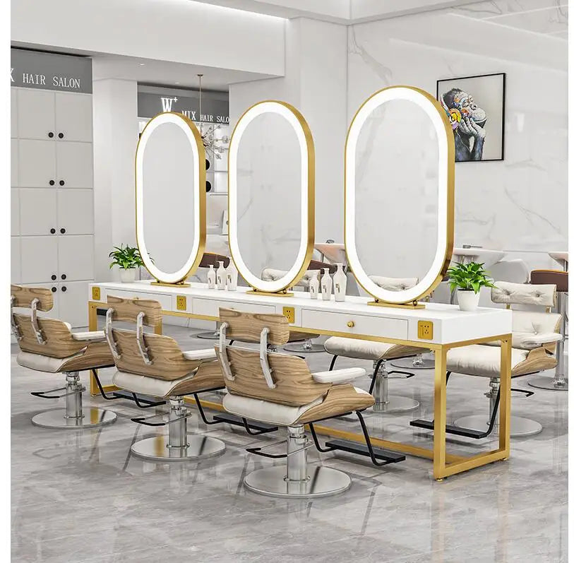 Barber Shop Mirror Cabinet – Double-Sided Hairdressing Mirror, Floor-to-Ceiling for Hair Salon & Makeup Studio