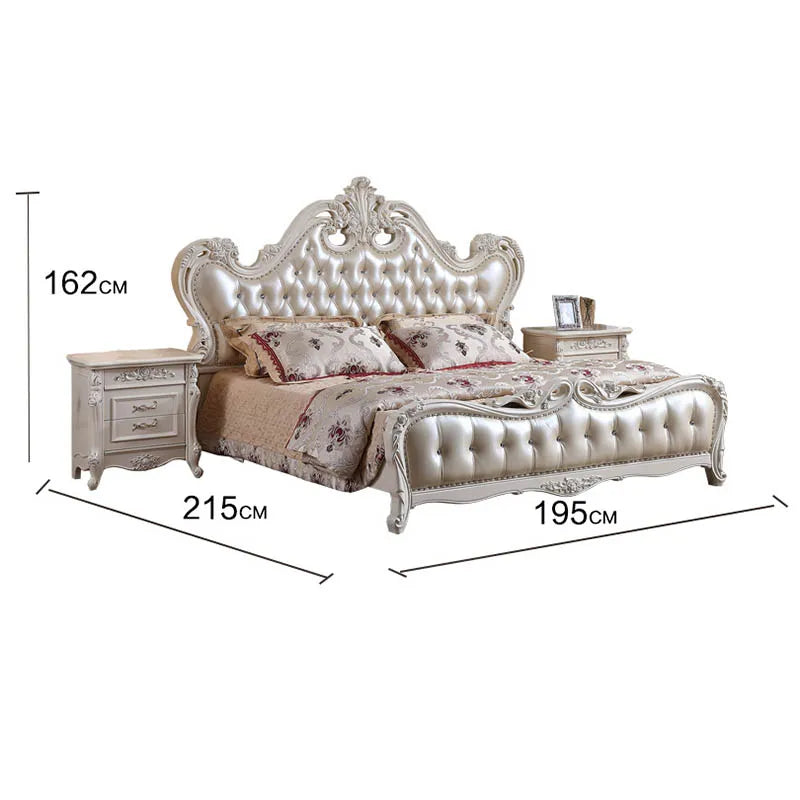 European-style carved leather wedding bed,