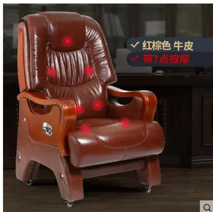 Leather office chair with massage features