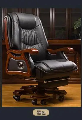 Genuine leather boss chair can lie down massage big shift chair solid wood swivel chair computer chair home lift office chair