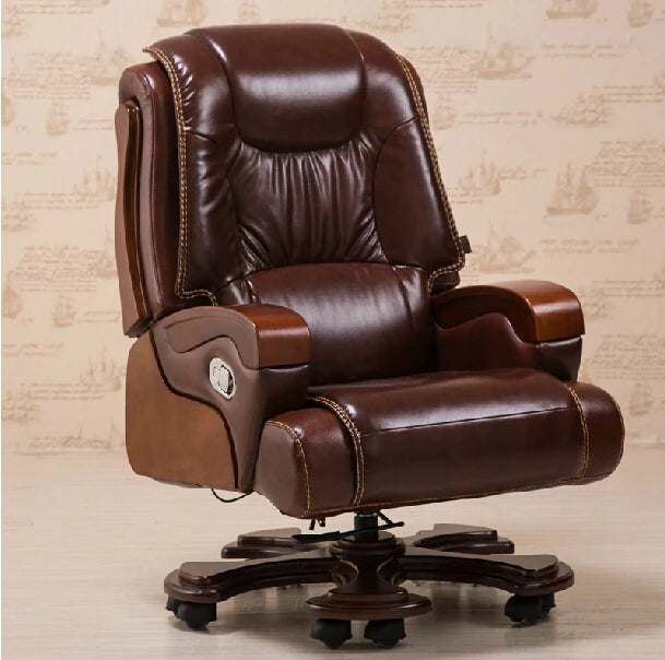 High-Grade Leather Boss Chair – Large Computer Chair with Massage and Recline Features