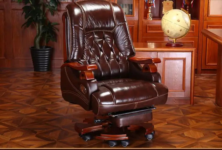 Leather boss chair massage reclining office chair home computer chair swivel chair leather chair.