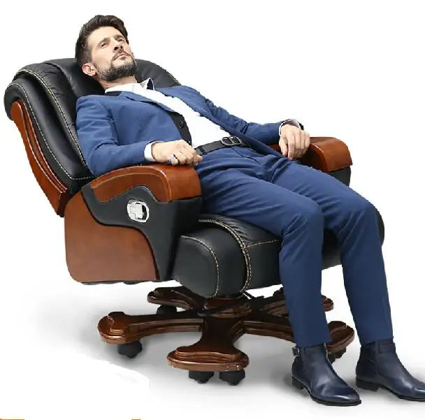 High-Grade Leather Boss Chair – Large Computer Chair with Massage and Recline