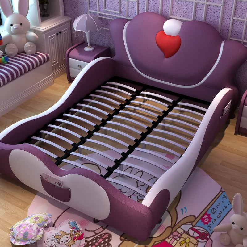 Modern Bedroom Furniture Set – Solid Wood Bed Frame with Leather Bed