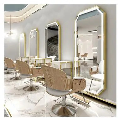 Barbershop Hair Salon Mirror – Single-Sided & Double-Sided Full-Body Mirror with Light, for Hairdressing and Web Celebrity Use