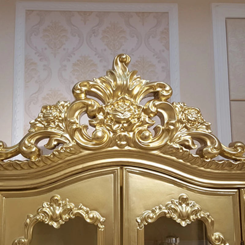 High-grade Solid Wood Single Door Double Door Solid Wood European Style Wine Cabinet Golden Entrance Cabinet TV Cabinet