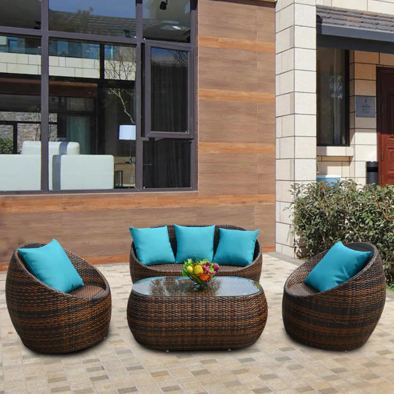 Waterproof sun block Garden furniture Outdoor furniture sofa balcony rattan chair tea table garden simple wicker furniture