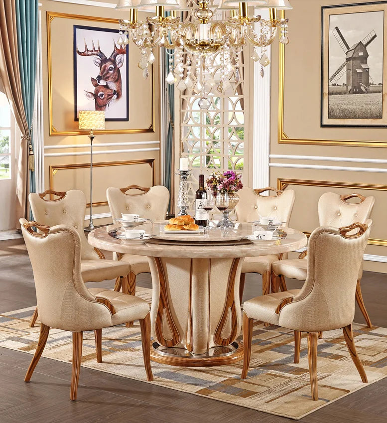 European Marble Round Table with Chair Combination