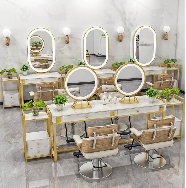 Barber Shop Mirror Cabinet – Double-Sided Hairdressing Mirror, Floor-to-Ceiling for Hair Salon & Makeup Studio