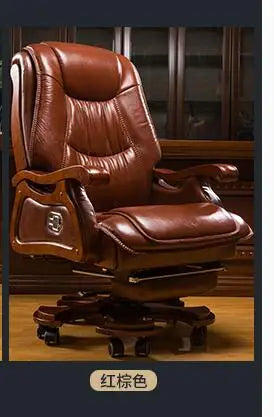 Genuine leather boss chair can lie down massage big shift chair solid wood swivel chair computer chair home lift office chair
