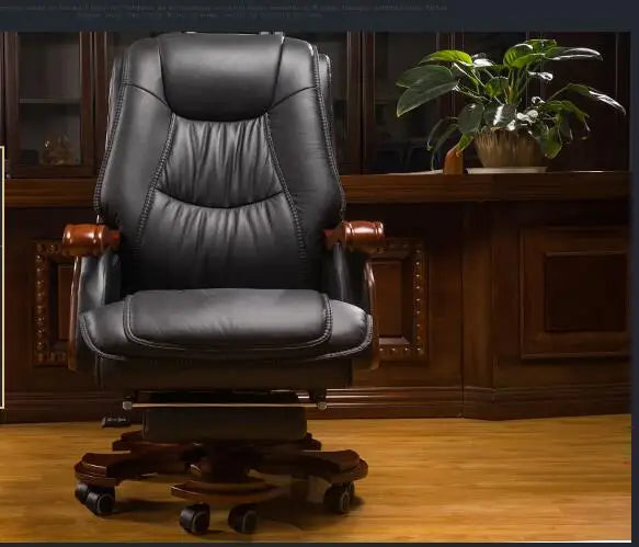 Genuine leather boss chair can lie down massage big shift chair solid wood swivel chair computer chair home lift office chair