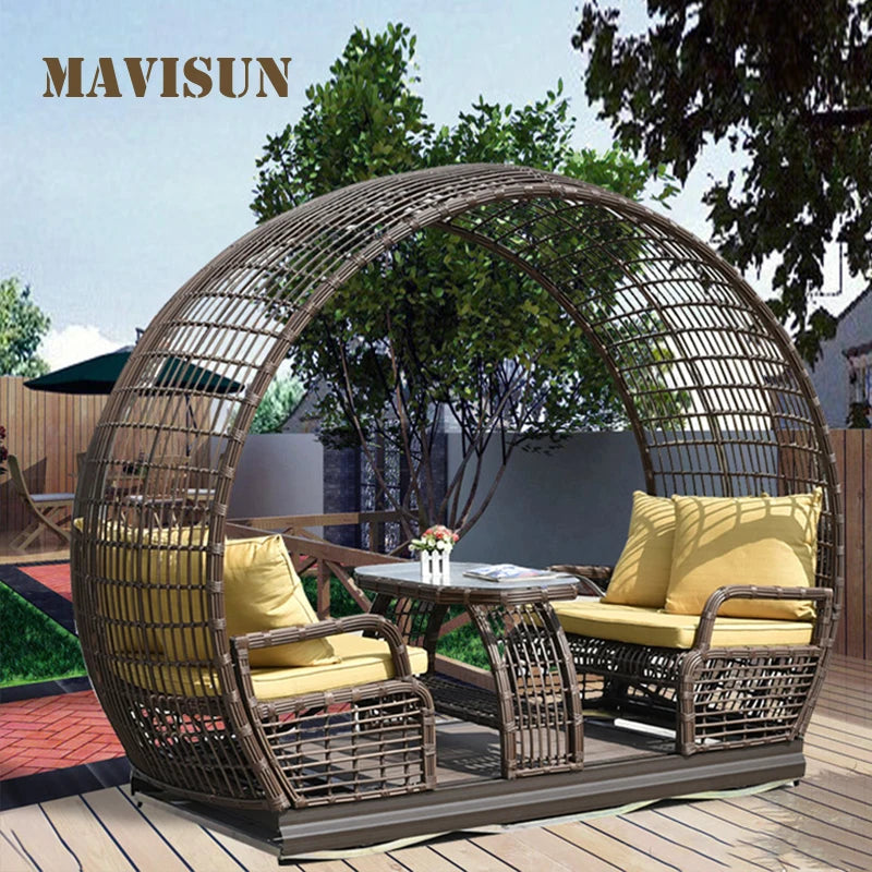Luxury Courtyard Hammock Chair For Leisure Garden Street Swing Patio Furniture For Home Retro Double Seats Hanging Chairs