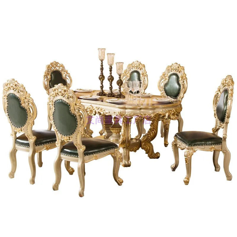 High-Quality European Modern Gold Dining Table Set