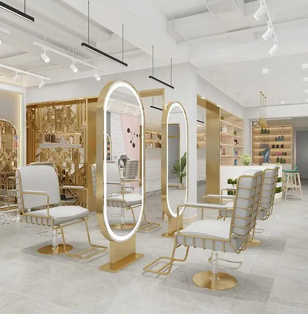 Barbershop Hair Salon Mirror – Single-Sided & Double-Sided Full-Body Mirror with Light, for Hairdressing and Web Celebrity Use