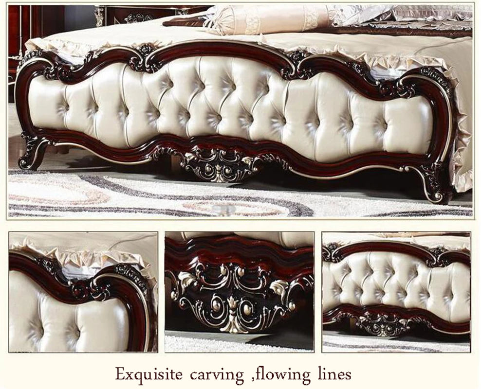 American Wood Double Bed for Two – European Classical Country Style