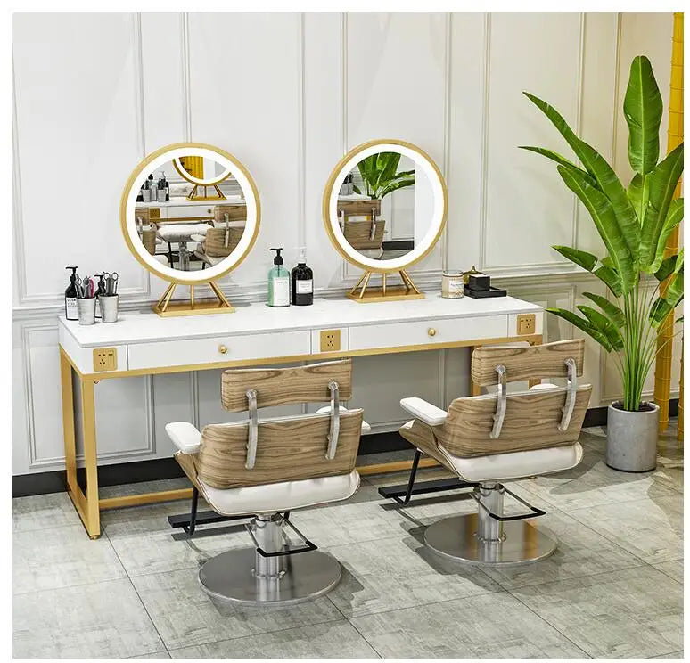 Barber Shop Mirror Cabinet – Double-Sided Hairdressing Mirror, Floor-to-Ceiling for Hair Salon & Makeup Studio