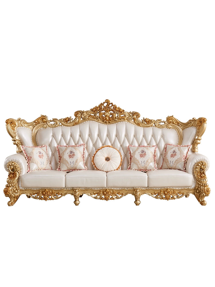 European-Style Leather Sofa Set – Luxury 123 Combination for Villa Living Room