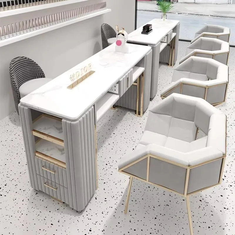 Nail Supplies Speciality Equipment Makeup Organizer Modern Professional Exquisite Marble Luxury Desk Mesa Manicure Tech Tables