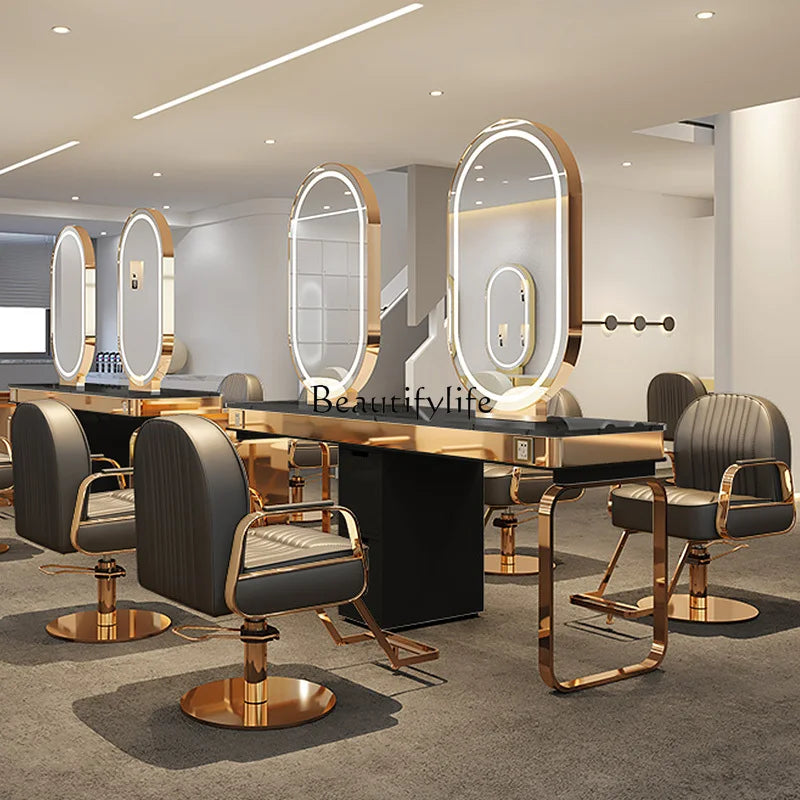 For Hair Salon Stainless Steel Single-Sided Double-Sided Marble Hot Dyeing Hair Cutting Mirror