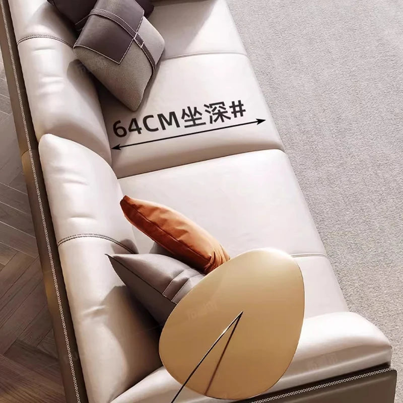 Clouds Reading Sofa, Wooden Upholstered Ergonomic Living Room Couch, Double Cream Cinema Canapé