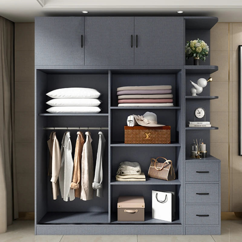 Aesthetic Wooden Wardrobe for Girls with Sliding Doors – Nordic Full-Size Storage Cabinet, Armable Closet