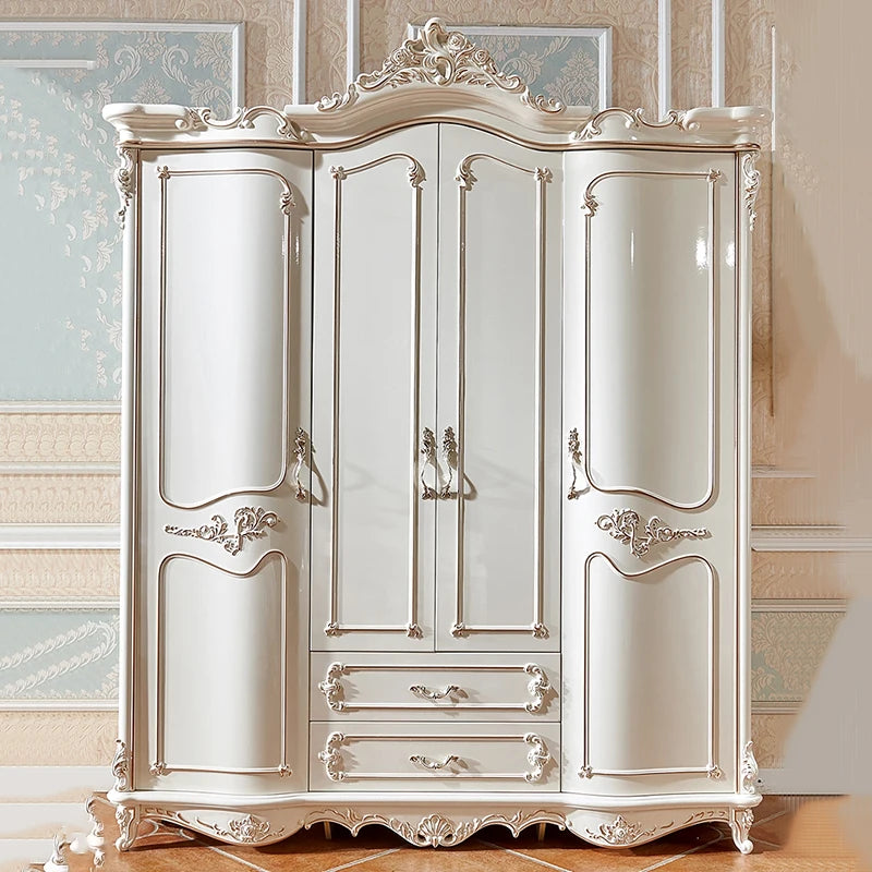 Custom European Gold Wardrobe – Luxury Clothes Organizer with Open Partition