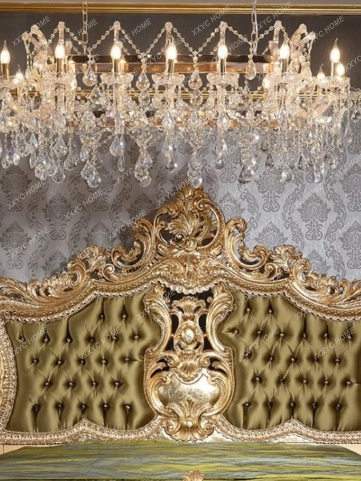 Princess Bed Solid Wood Bed Hand Carving Retro High-End Luxury French Court Princess Bed Bedroom Marriage Bed Double Bed