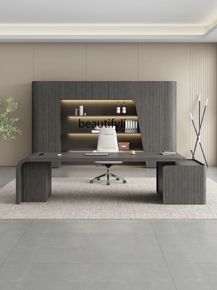 Boss Desk – Simple Modern High-End Single Manager Desk, Light Luxury President Desk for Office