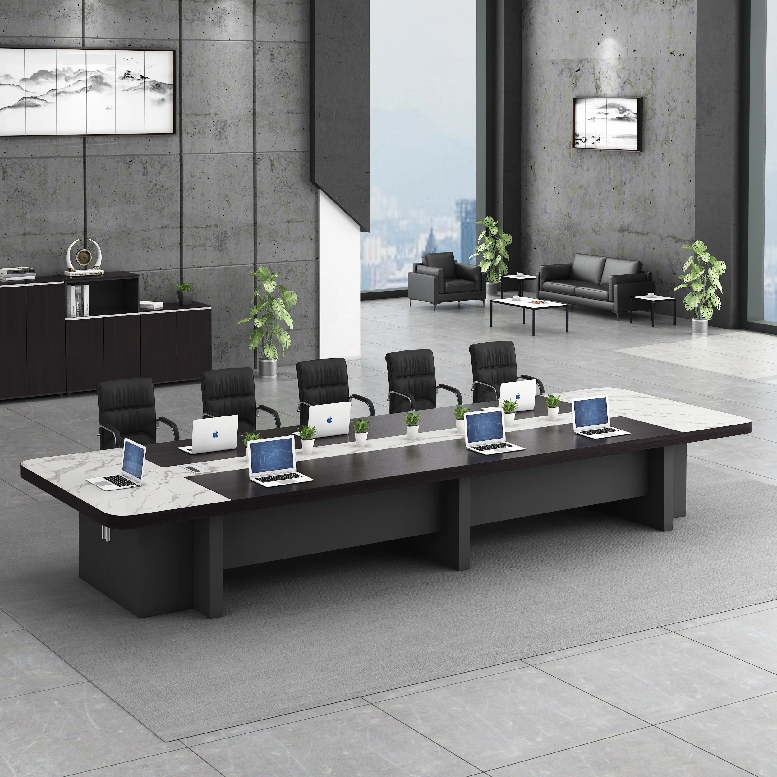 Customized modern meeting table for 8 to 10 people, perfect for training rooms and executive conferences.