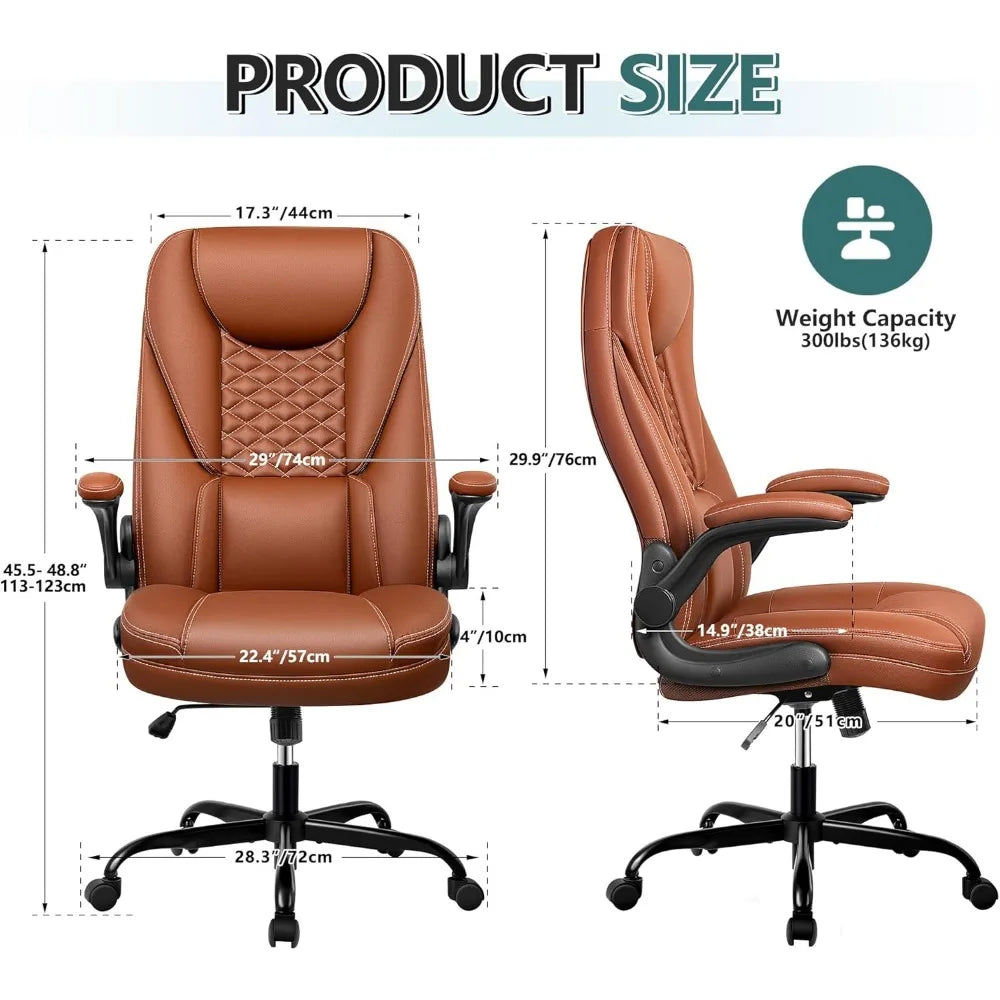 Office Chair Executive Office Chair Ergonomic Leather Chair with Lumbar Support High Back Home Office Chairs