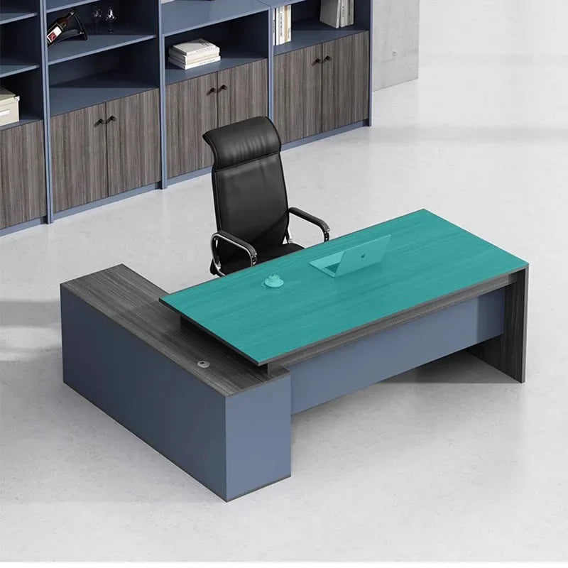 Modern Corner Office Desk – Luxury Writing Desk with Drawers