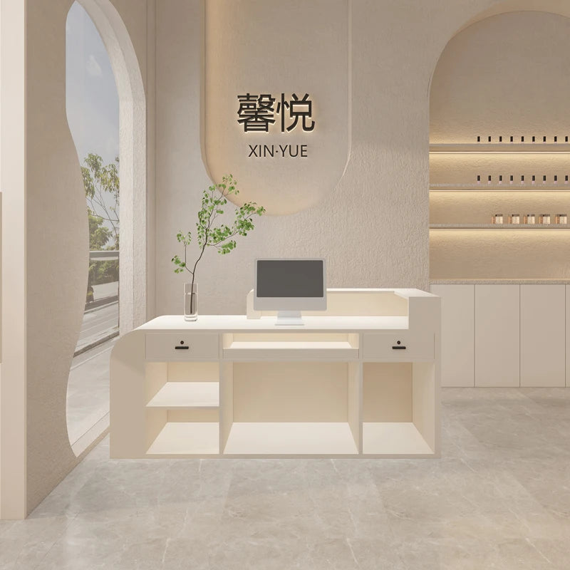 Aesthetic Bureau Reception Furniture—Vintage Wooden Counter Desk