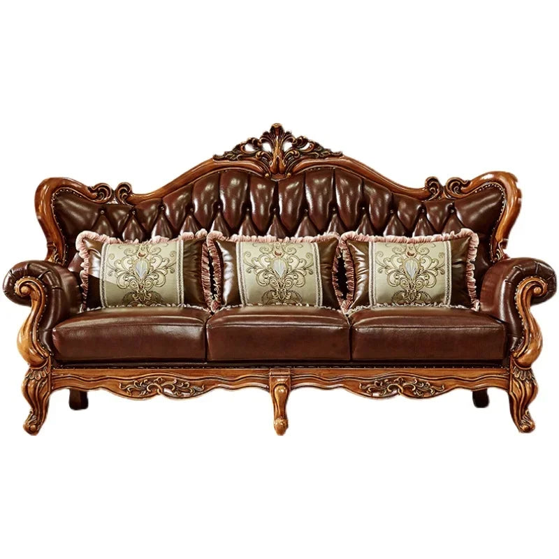 High-End European Leather Sofa Set