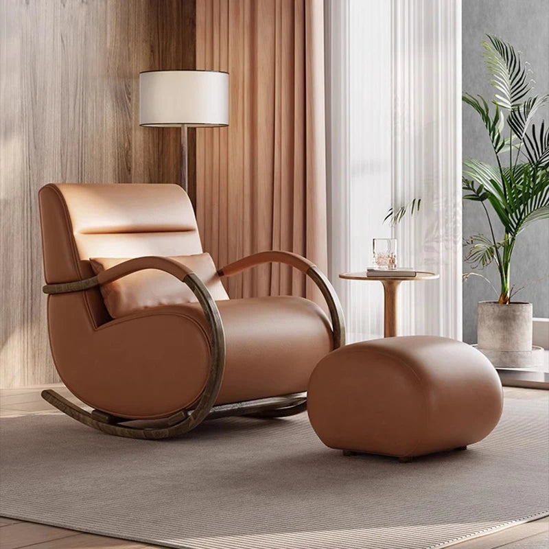 Nonslip Armrest Living Room Chairs Wood Simple Modern Recliner Rocking Chairs Nordic Lazy Ergonomic Sedie Da Soggiorno Furniture
