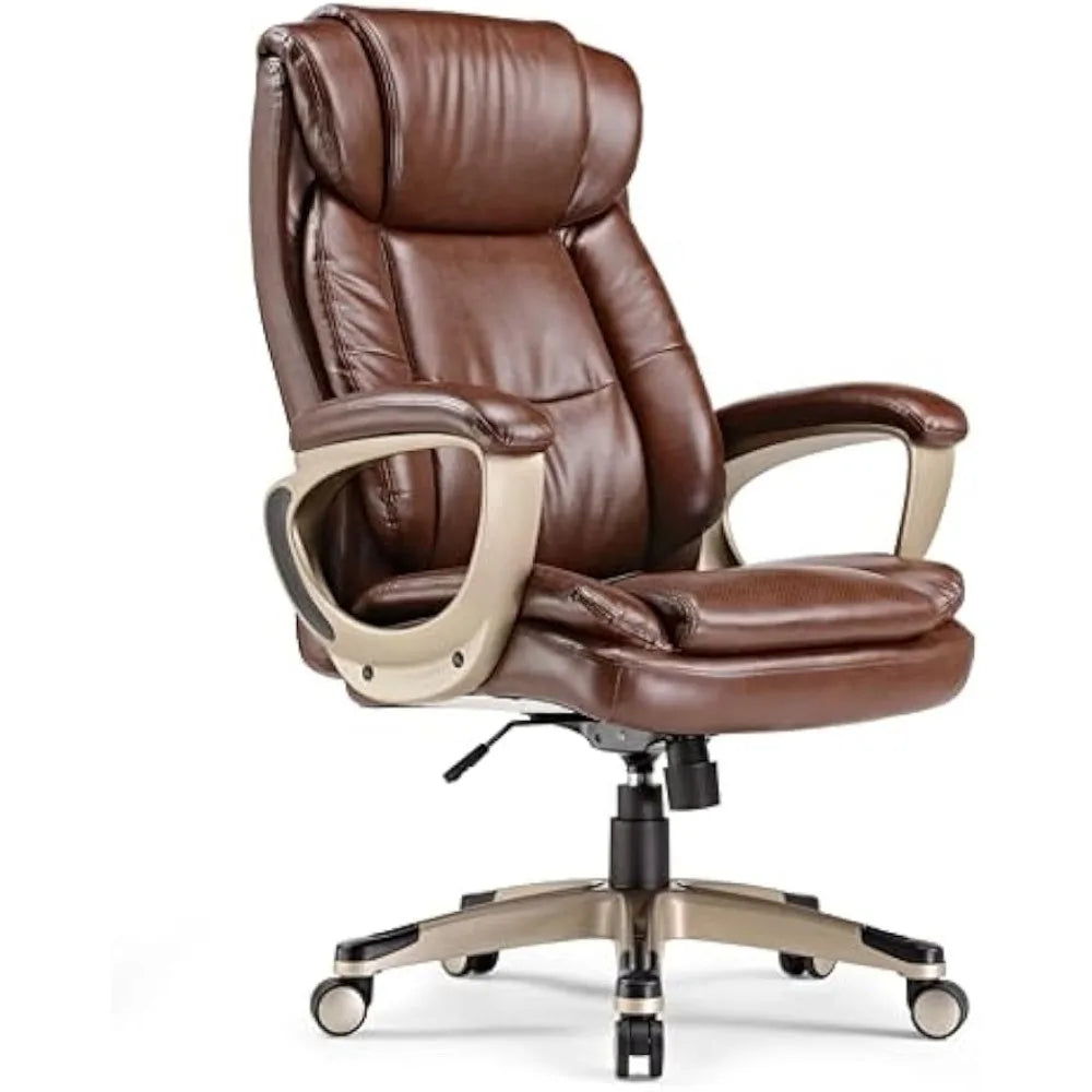 Office Chair, Ergonomic PU Leather, Suitable for Heavy Duty Individuals, with Thickly Padded Armrests, Executive Task Chair