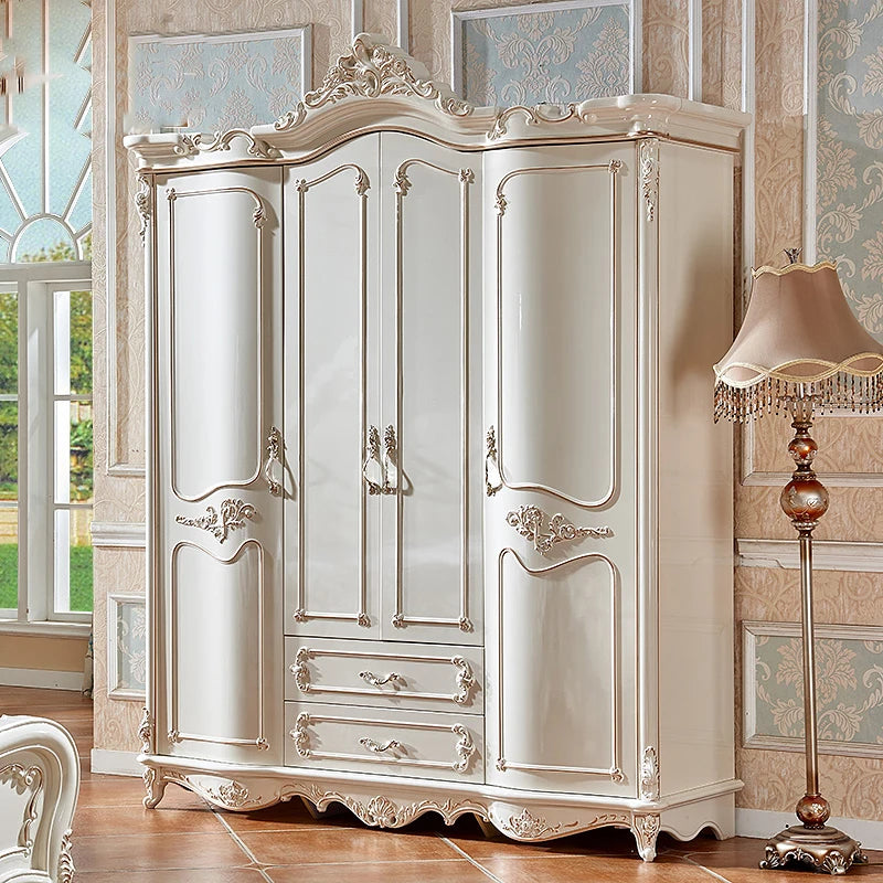 Custom European Gold Wardrobe – Luxury Clothes Organizer with Open Partition