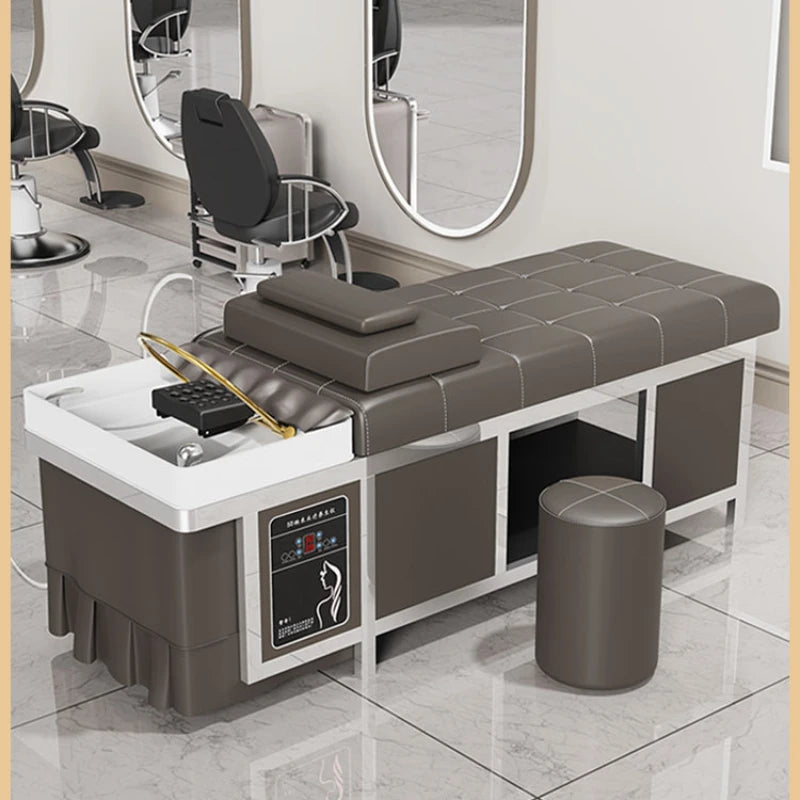 Chinese Spa Hair Wash Massage Chair – Luxury Hairdressing Washbasin, Shampoo Bed, and Styling Stretcher for Salons.