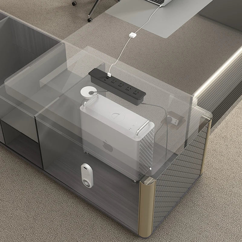 L-shaped writing  and gaming desk